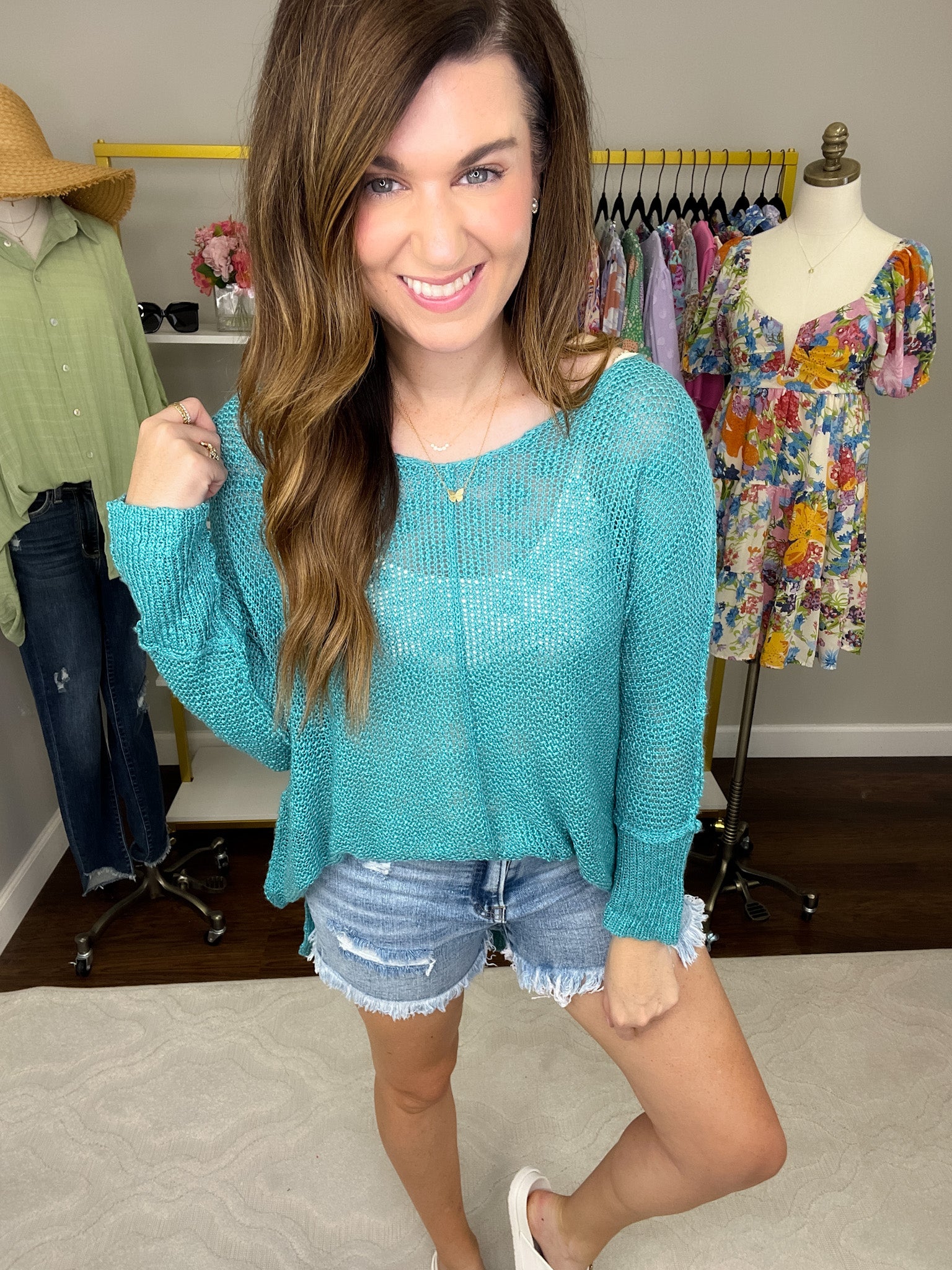 *BELLES & DOORBUSTER* Eye Candy Sweater in Turquoise *Final Sale*
