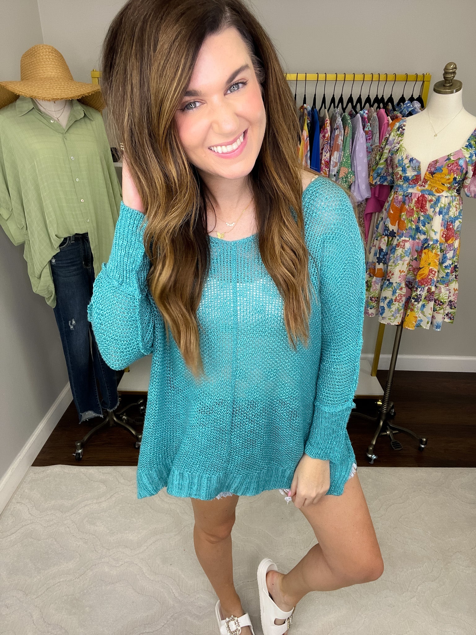 *BELLES & DOORBUSTER* Eye Candy Sweater in Turquoise *Final Sale*
