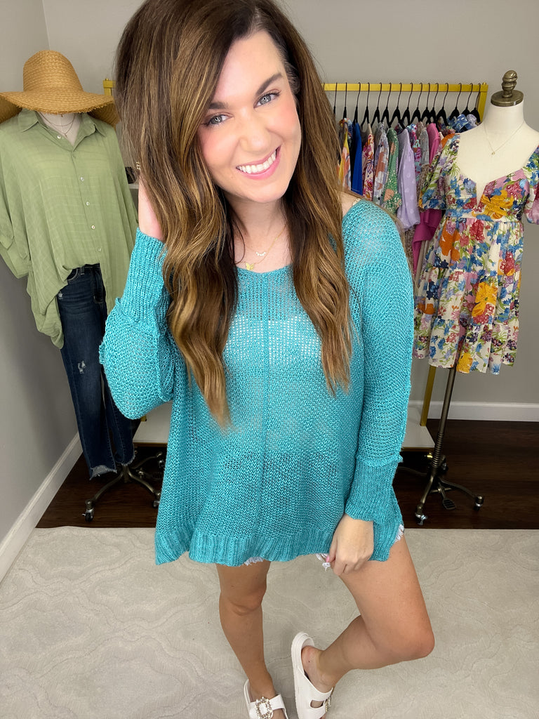 *BELLES & DOORBUSTER* Eye Candy Sweater in Turquoise