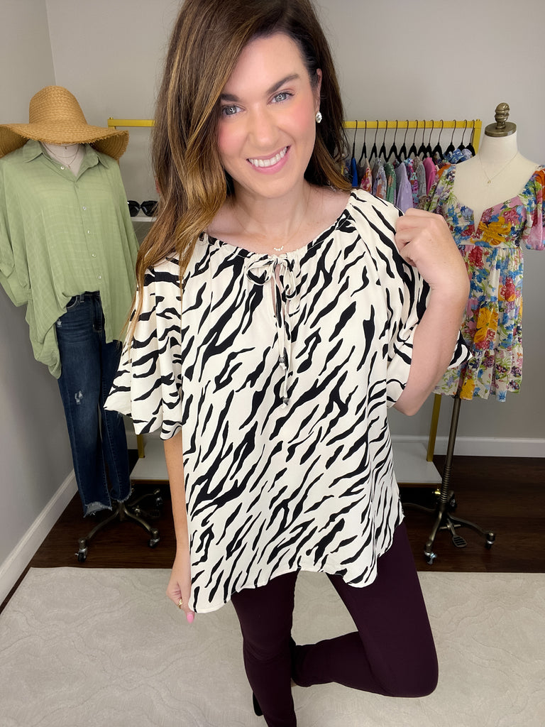 Stripe a Pose Top in Ecru