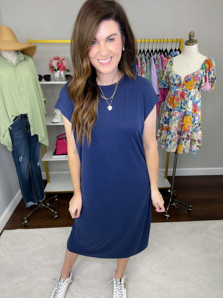 Lazy Day Midi Dress in Navy