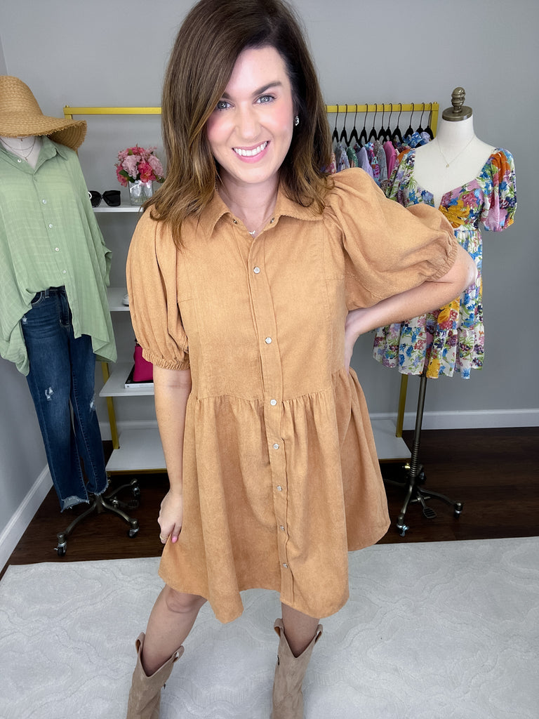 Share the Joy Dress in Camel