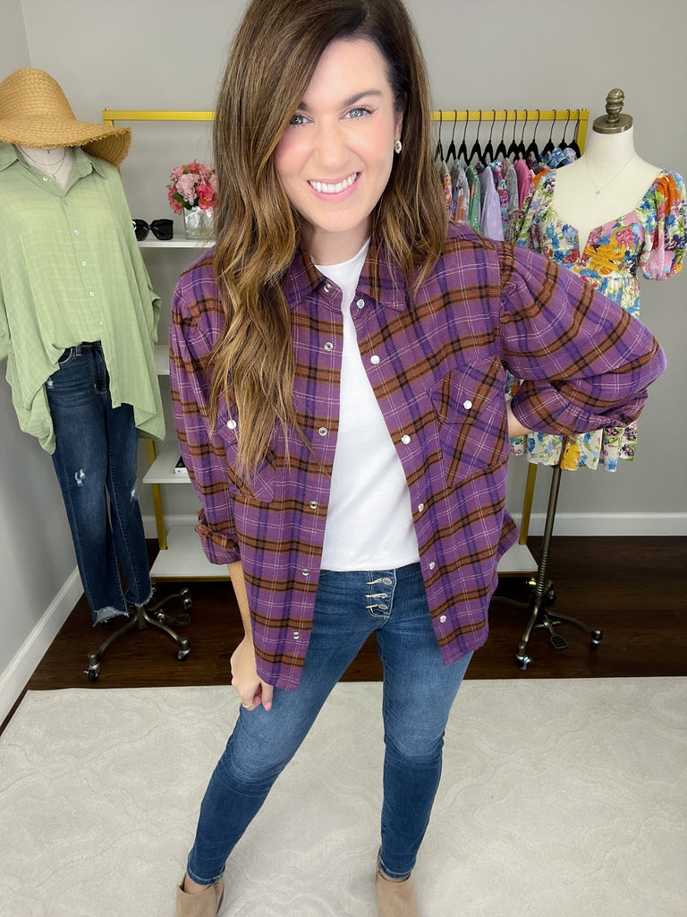 Fall Fields Plaid Button Down