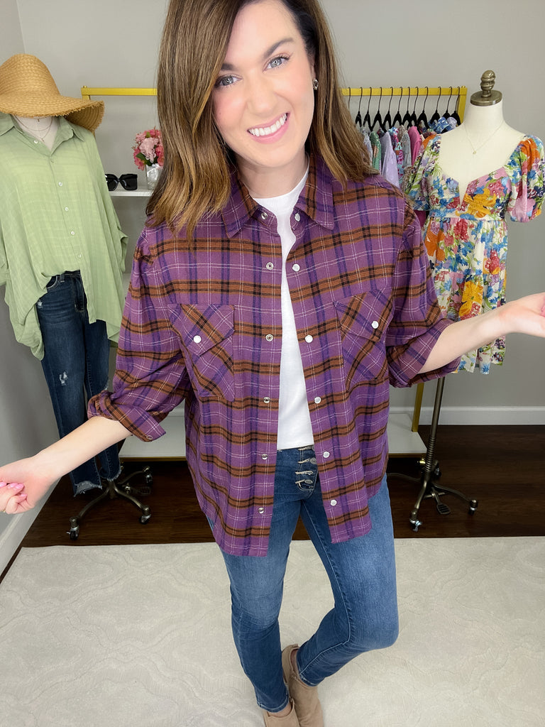 Fall Fields Plaid Button Down