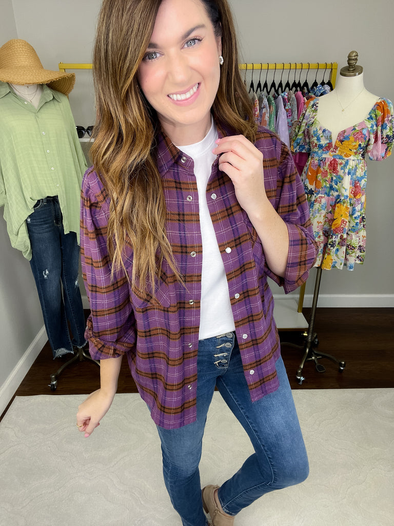 Fall Fields Plaid Button Down