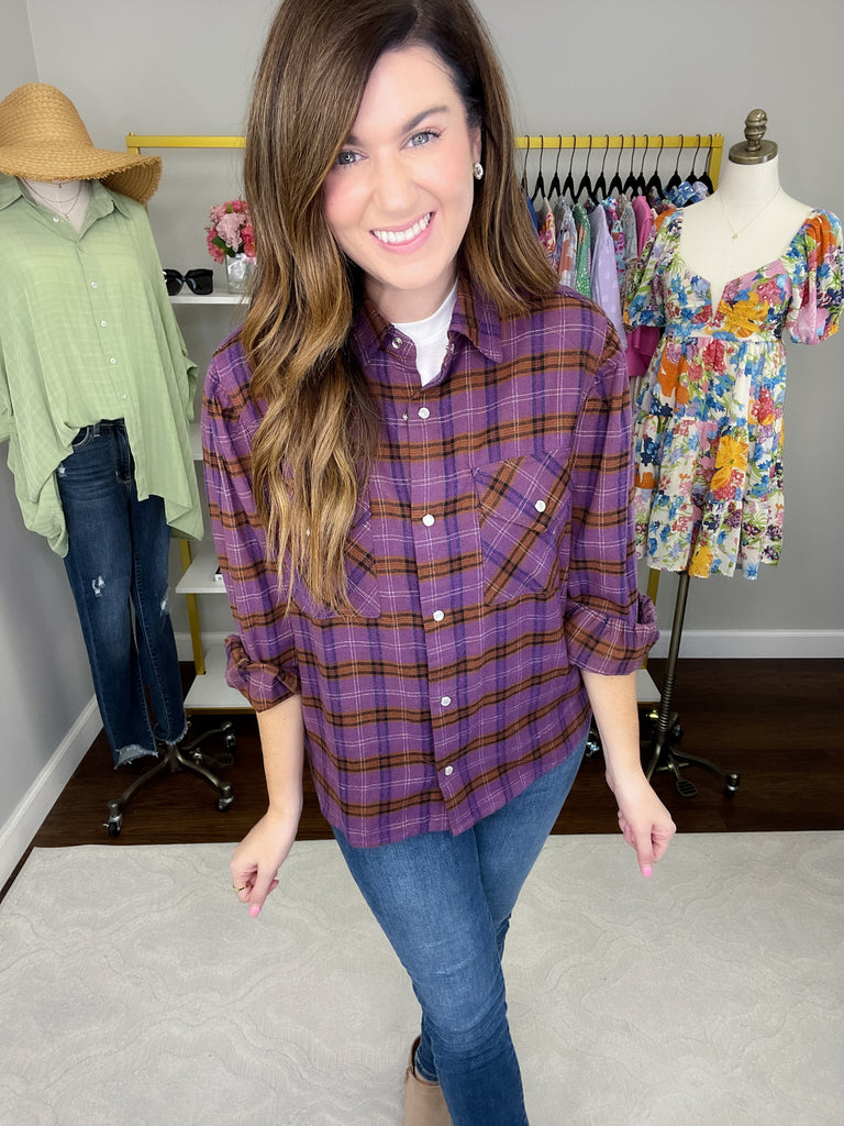 Fall Fields Plaid Button Down