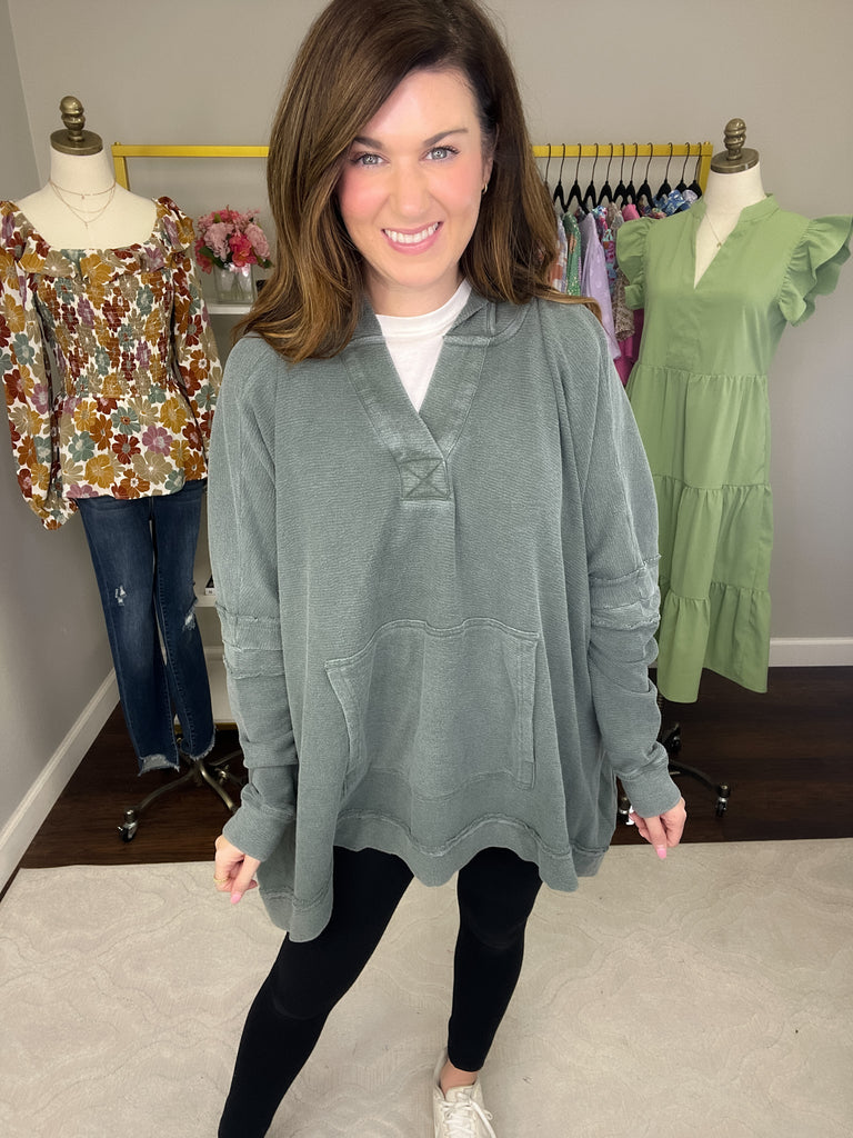 Mono B Fall Road Trip Hooded Pullover in Evergreen