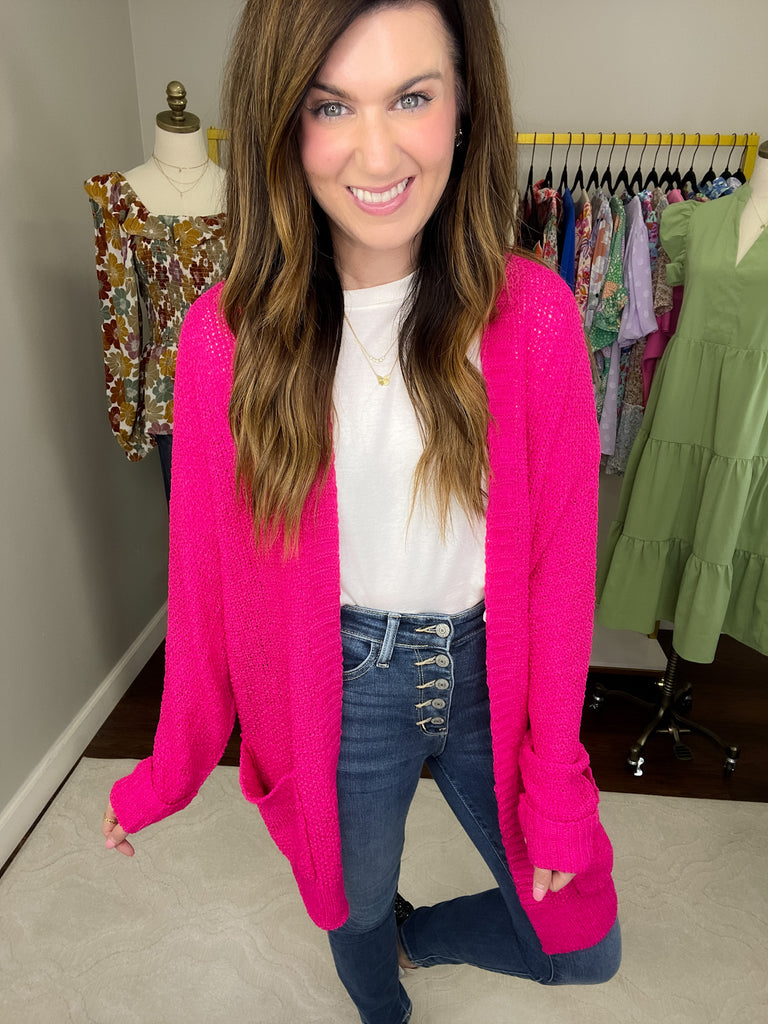 Making Room for You Cardigan in Hot Pink