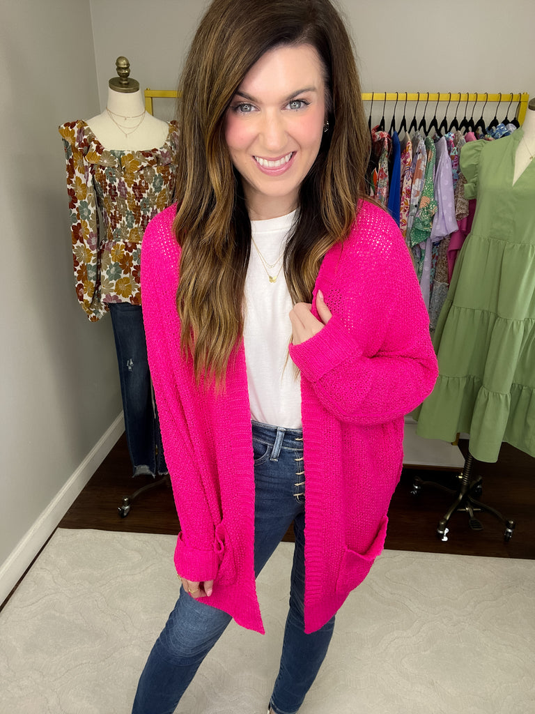 Making Room for You Cardigan in Hot Pink
