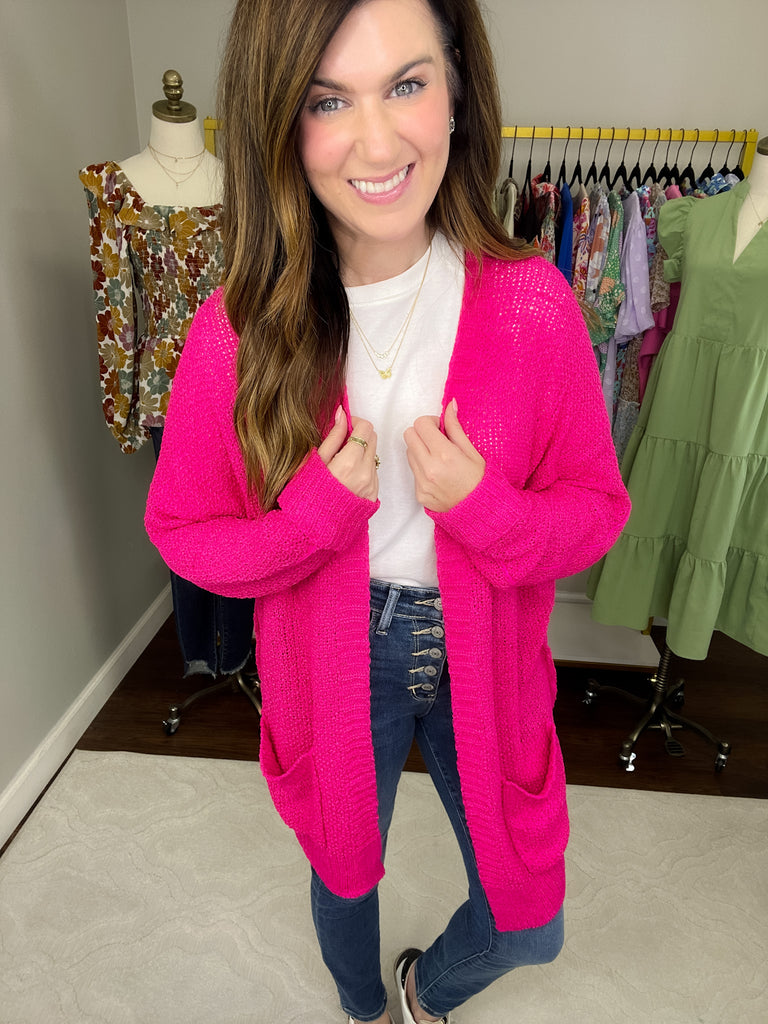 Making Room for You Cardigan in Hot Pink