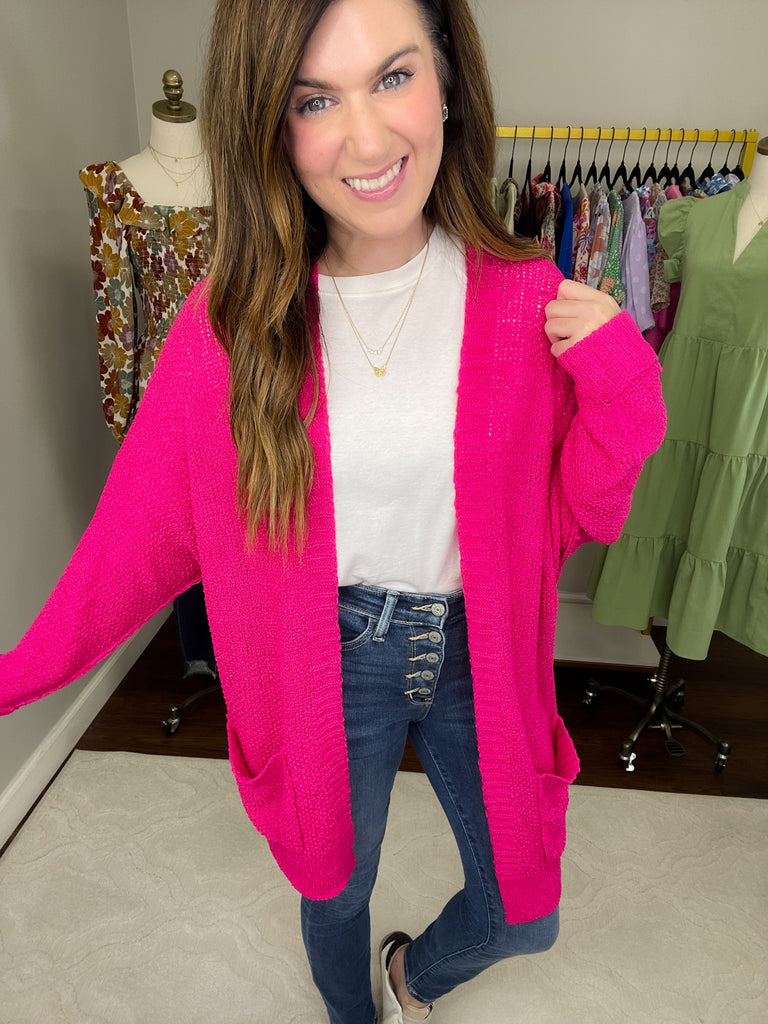 Making Room for You Cardigan in Hot Pink