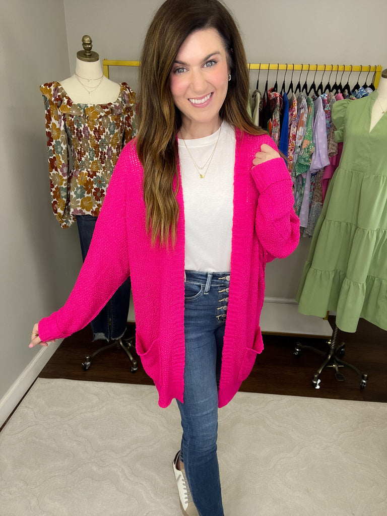 Making Room for You Cardigan in Hot Pink