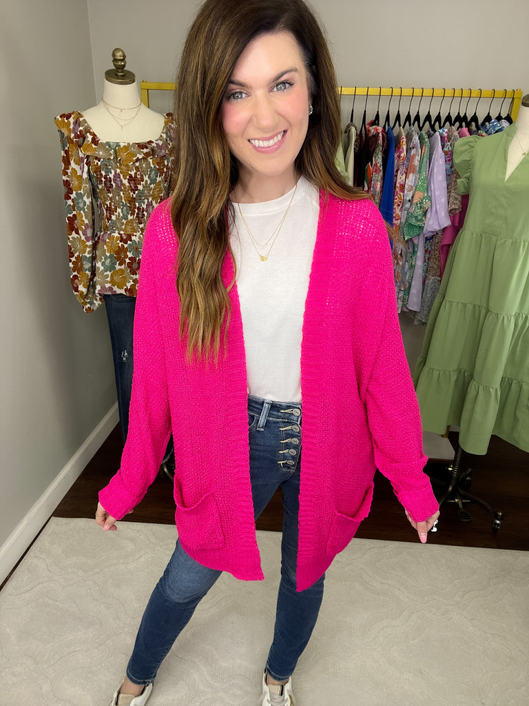Making Room for You Cardigan in Hot Pink