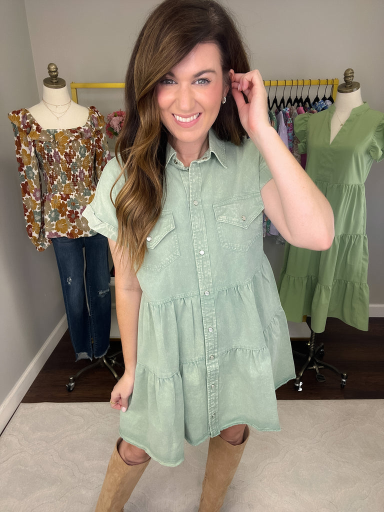 Gone Country Dress in Seafoam