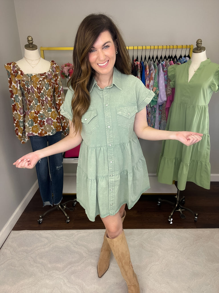 Gone Country Dress in Seafoam