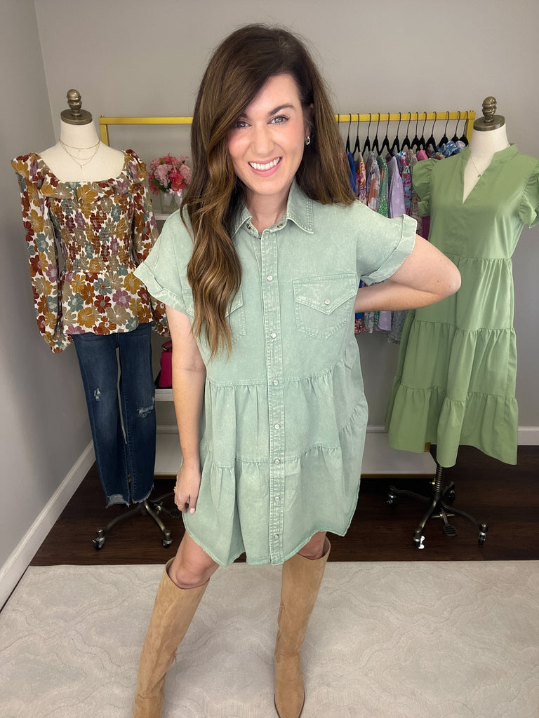Gone Country Dress in Seafoam