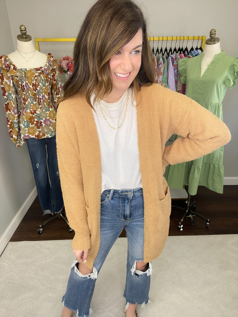 Time to Smile Cardigan in Camel