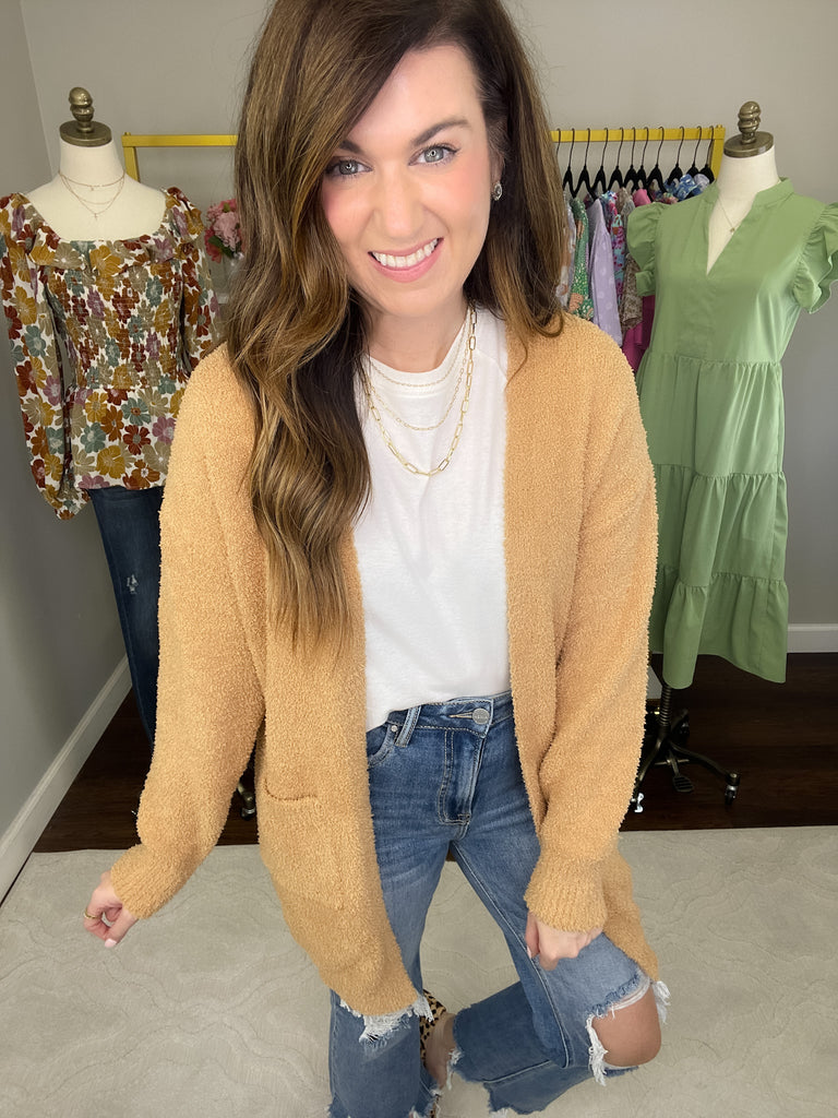 Time to Smile Cardigan in Camel