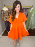 All-American Ambiance Dress in Orange