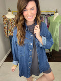 Risen Andy Boyfriend Shacket in Dark Denim