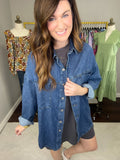 Risen Andy Boyfriend Shacket in Dark Denim