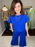 Call My Jet Textured Top in Royal