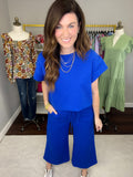 Call My Jet Textured Top in Royal