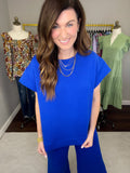 Call My Jet Textured Top in Royal