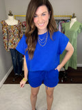 Call My Jet Textured Top in Royal