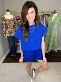 Call My Jet Textured Shorts in Royal