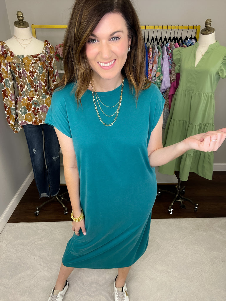 Lazy Day Midi Dress in Teal