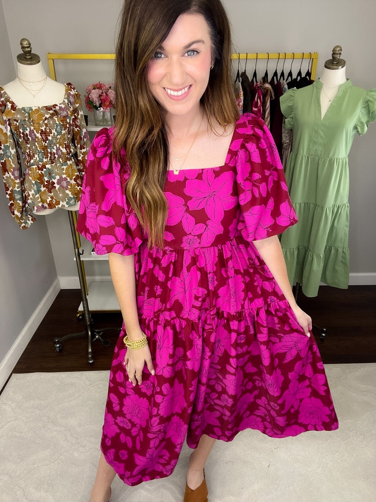 Fall Flourishing Dress in Brick