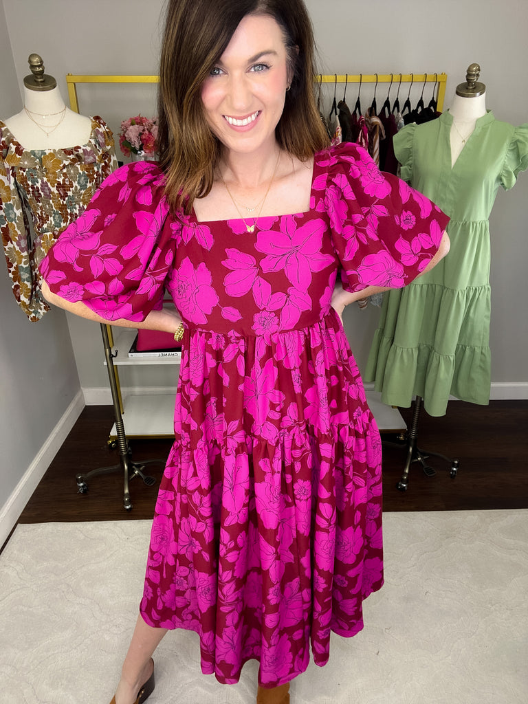 Fall Flourishing Dress in Brick