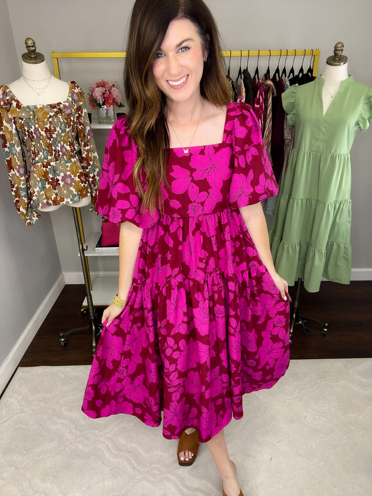 Fall Flourishing Dress in Brick