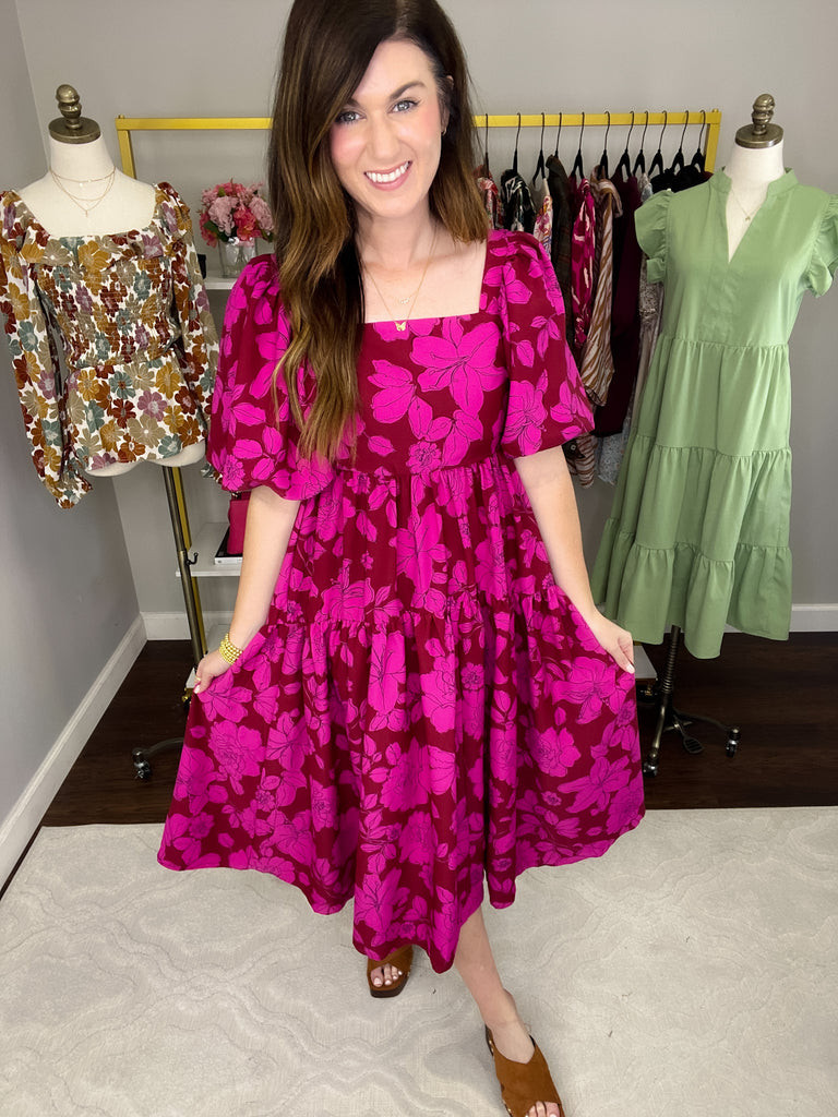 Fall Flourishing Dress in Brick