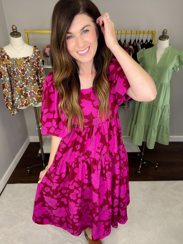 Fall Flourishing Dress in Brick