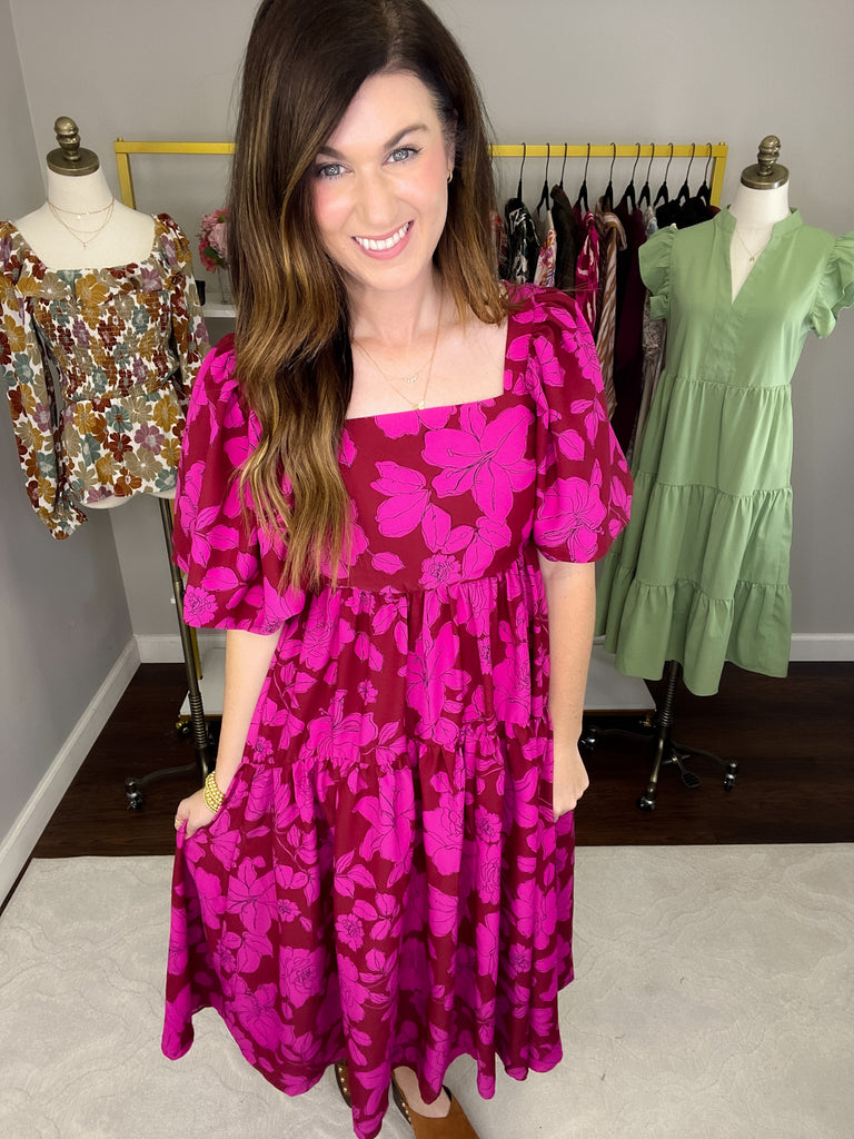 Fall Flourishing Dress in Brick