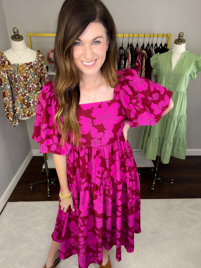 Fall Flourishing Dress in Brick
