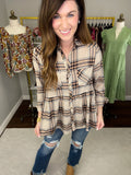 Fill Your Cup Plaid Peplum Top