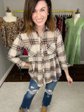 Fill Your Cup Plaid Peplum Top