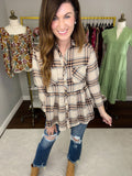 Fill Your Cup Plaid Peplum Top