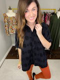 Play It Up Polka Dot Button Down in Black