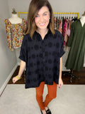 Play It Up Polka Dot Button Down in Black