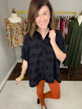 Play It Up Polka Dot Button Down in Black