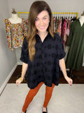 Play It Up Polka Dot Button Down in Black