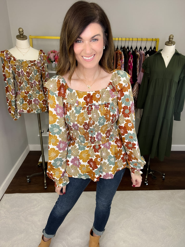 Much Ado Floral Smocked Top