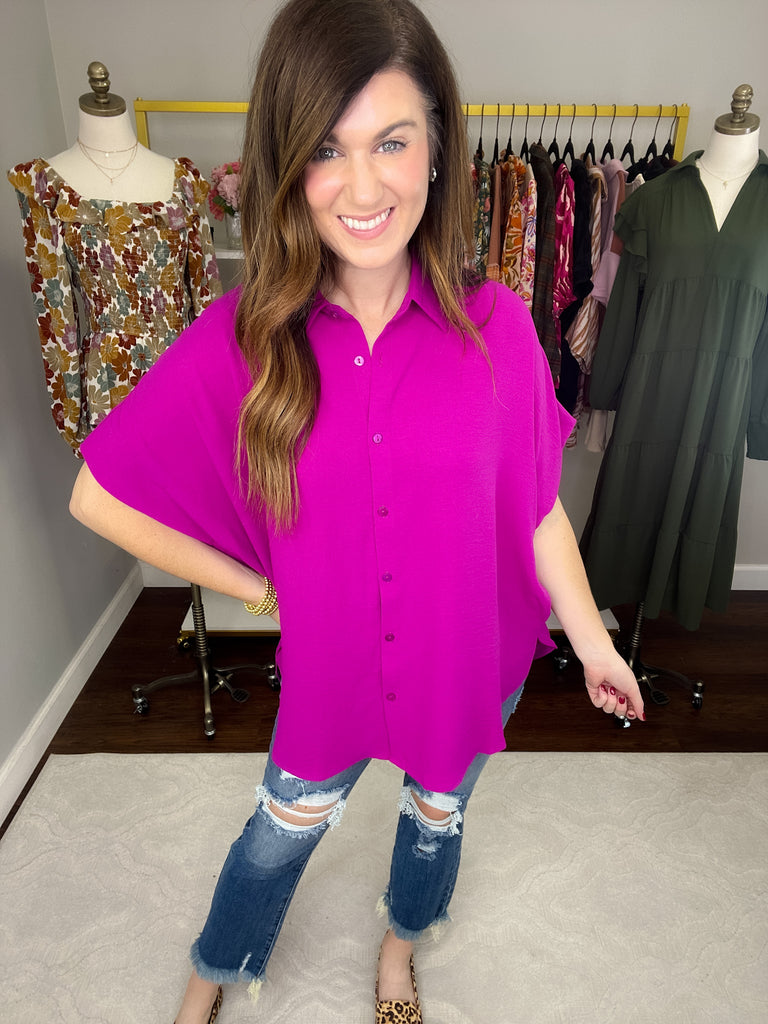 Reach for You Button Down in Magenta