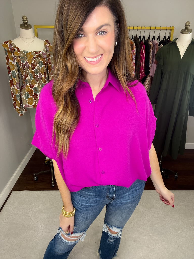 Reach for You Button Down in Magenta