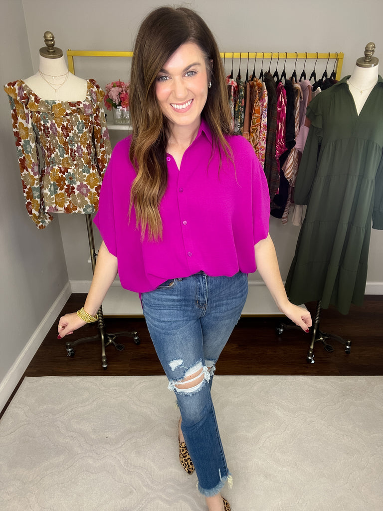Reach for You Button Down in Magenta