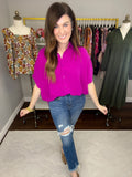 Reach for You Button Down in Magenta